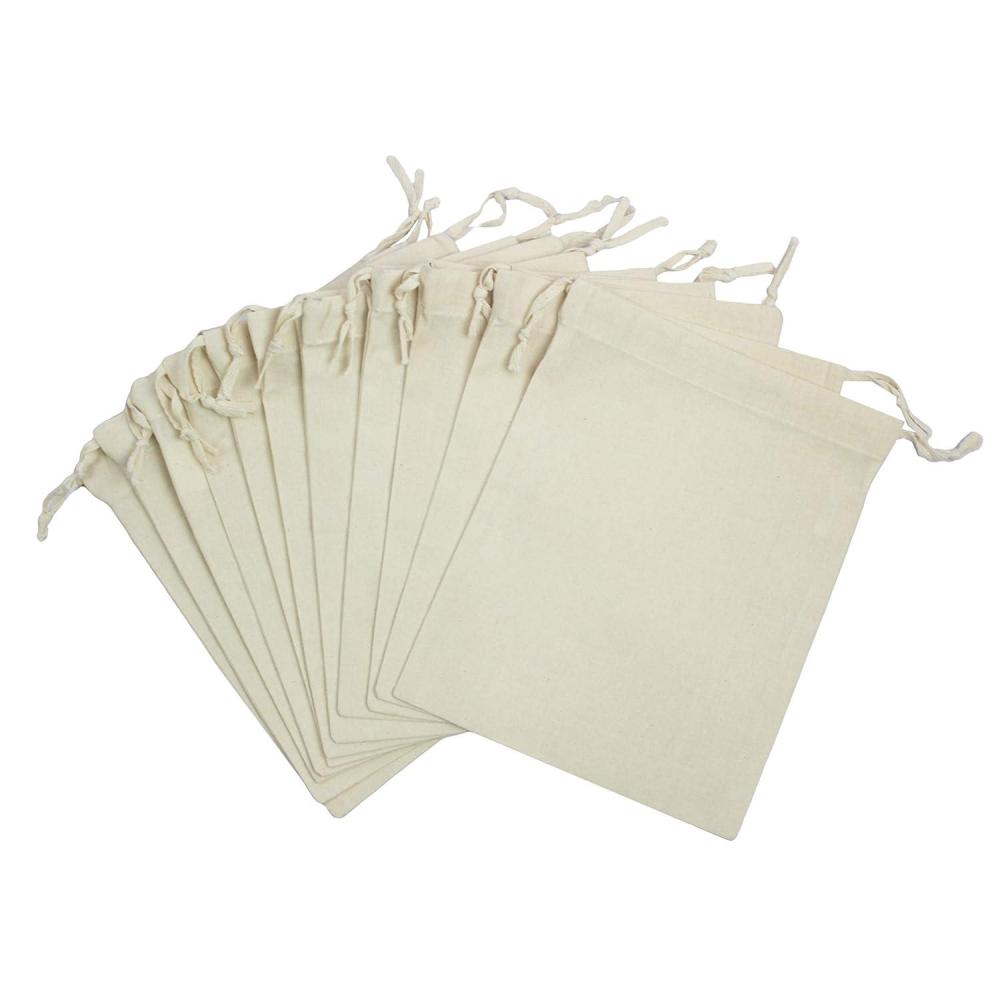 imageCOTTON CRAFT  6 Pack  Cotton Muslin Grocery Storage Bags  100 Natural Cotton  No Chemicals or Dyes used  Three Useful Sizes  12x15 10x10 8x1010 x 12 Inches 12 Pack