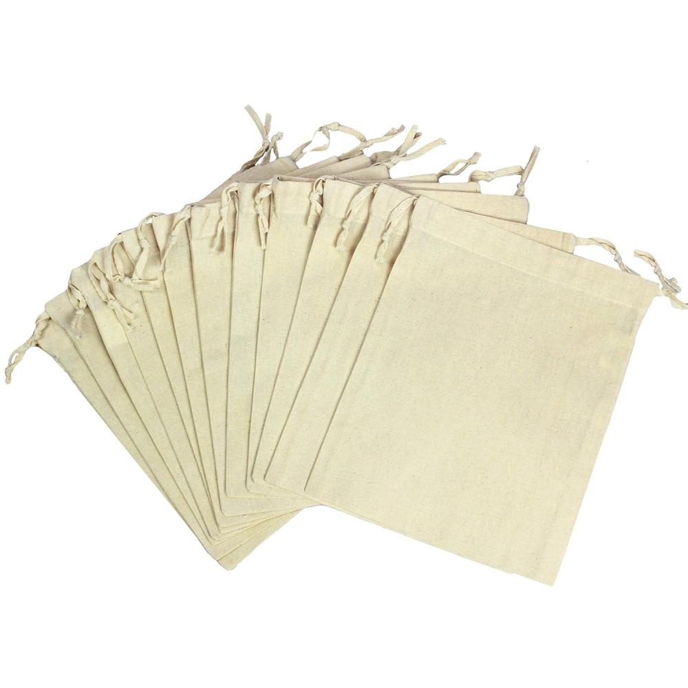 imageCOTTON CRAFT  6 Pack  Cotton Muslin Grocery Storage Bags  100 Natural Cotton  No Chemicals or Dyes used  Three Useful Sizes  12x15 10x10 8x105 x 7 Inches 12 Pack