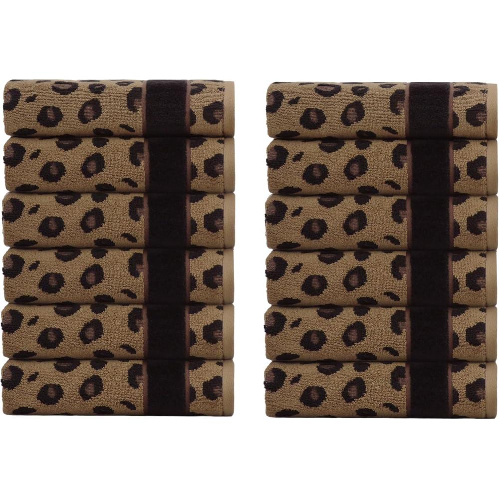 imageCOTTON CRAFT 6 Piece Towel Set  Animal Print Leopard Cheetah Africa Safari 100 Cotton Jacquard 2 Bath Towel 2 Hand Towel 2 Washcloth Soft Absorbent Luxury Decorative Guest Towel Bathroom Towel Set12 Pack Washcloth