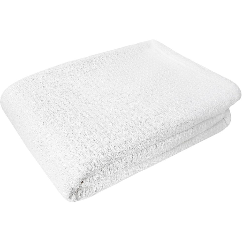 imageCOTTON CRAFT Basket Weave Blanket  100 Cotton 330 GSM Ultra Soft Thermal Blanket  All Season Light Breathable Skin Friendly Cooling Luxury Throw Blanket  Sofa Bed Travel Dorm  90x102 King  WhiteWhite