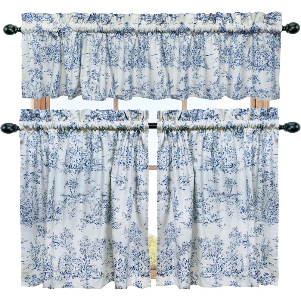 imageCOTTON CRAFT Caf Kitchen Window Curtain 3 Pc  Tier Curtains with Valance  Gingham Buffalo Check 100 Cotton Window Panel Treatment  Farmhouse Country Rustic Laundry Bedroom  30x36  16x60  RedBlue
