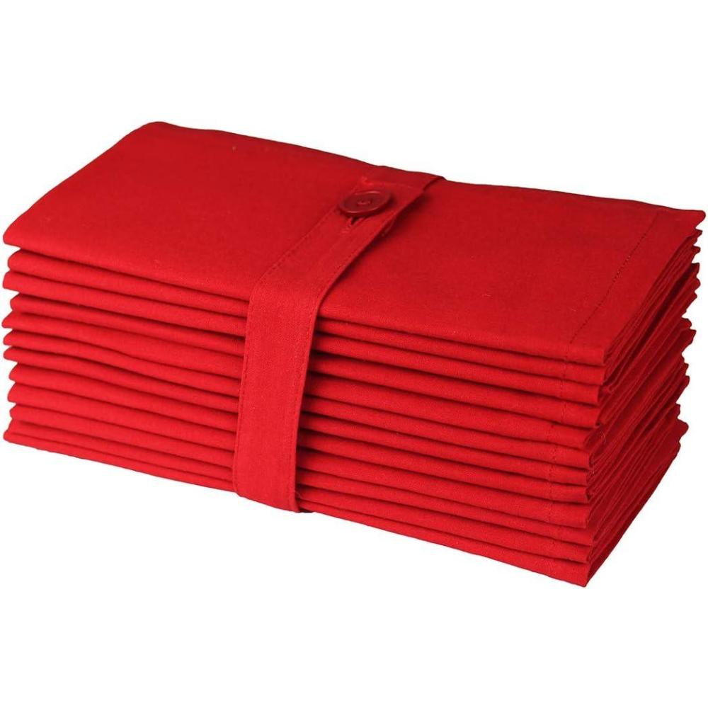 imageCOTTON CRAFT Christmas Holiday Napkins 12 Pack  Cotton Cloth Table Napkins  Reusable Washable  Lunch Dinner Party Celebration Decorative Napkin Festive Gift Bag 17x17 White ampamp Metallic Gold StripeChristmas Red