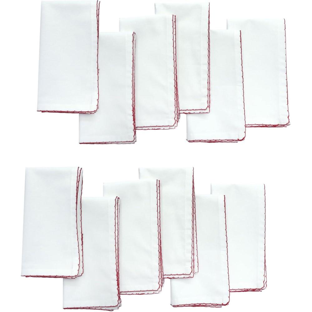 imageCOTTON CRAFT Christmas Red Napkins 12 Pack 100 Cotton Dinner Napkins  All Year Xmas Fall Thanksgiving Celebration Party Gift Holiday Table Napkin  Soft Washable Reusable Cloth Napkin 18x18White Red Lace