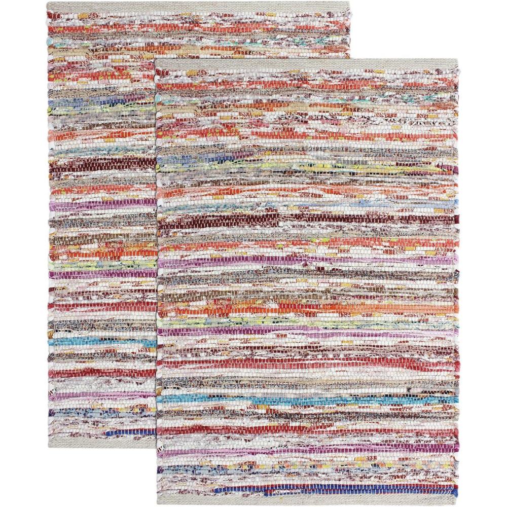 imageCOTTON CRAFT Cotton Chindi Rag Rug  2 Pack  Boho Farmhouse Rustic Area Accent Throw Rug  Handwoven Reversible Natural Recycled Yarn  Living Room Den Study Home Dcor Gift 20 x 32 in  Multi ColorMulti Color  2 Pack