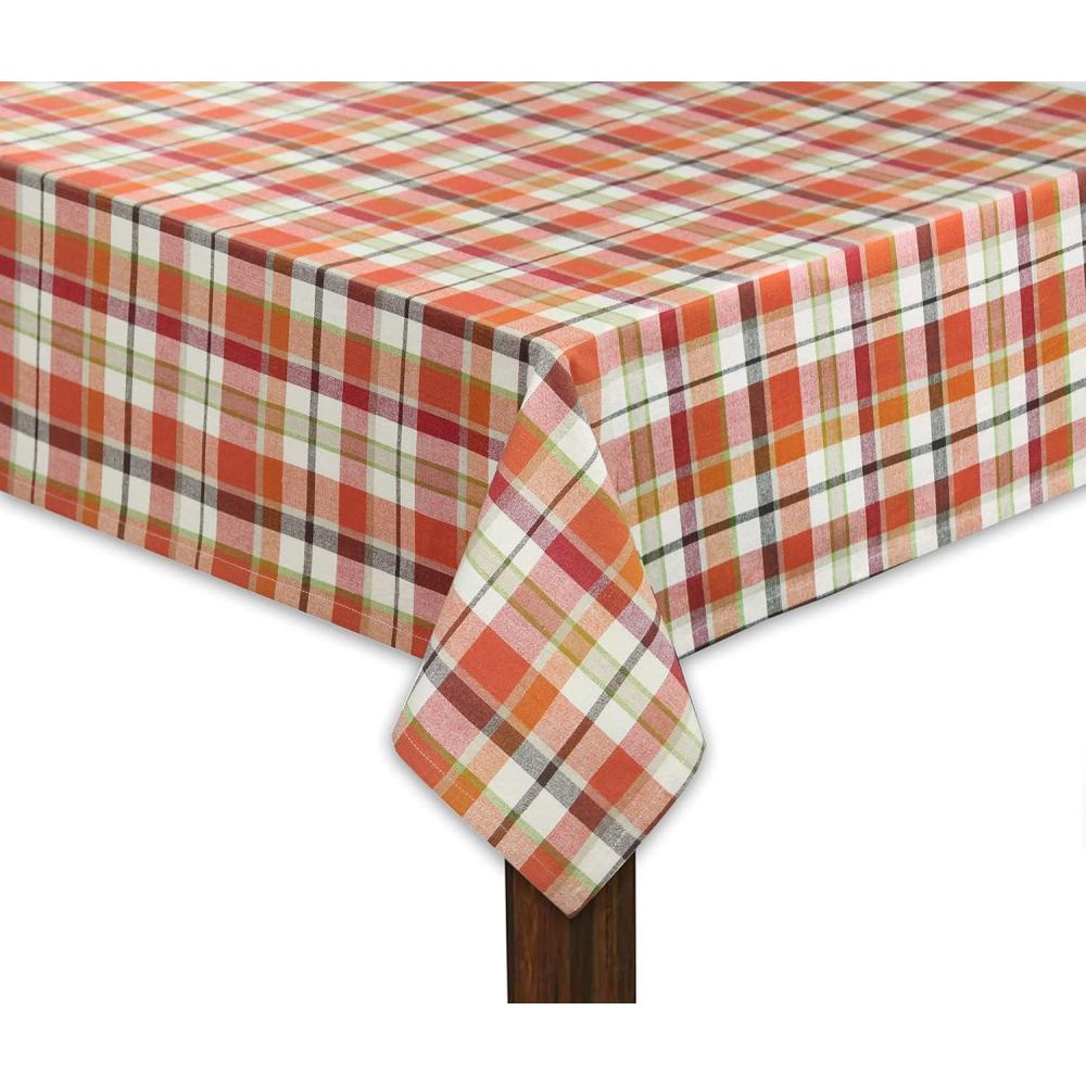 imageCOTTON CRAFT Countryside Classic Gingham Buffalo Check Plaid Tablecloth Premium Cotton Halloween Harvest Autumn Fall Thanksgiving Holiday Christmas Xmas Dining Celebration Festive Party  60x120 RedRust Orange Multi Plaid