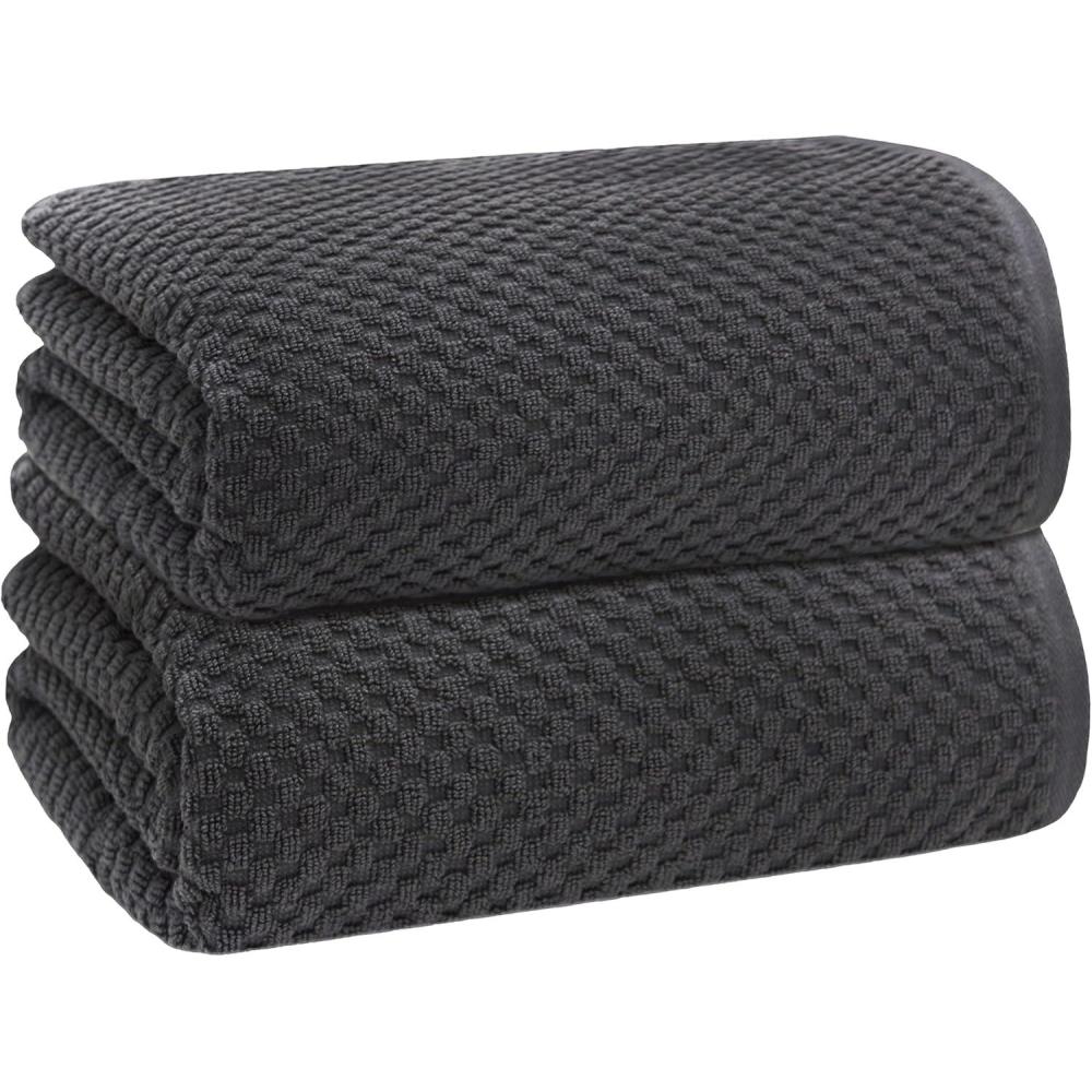 imageCOTTON CRAFT Euro Spa Set of 4 Luxury Waffle Weave Bath Towels Oversized Pure Ringspun Cotton 30 inch x 56 inch WhiteGrey