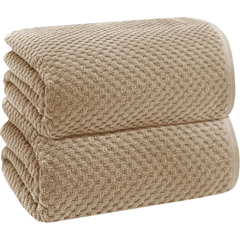 imageCOTTON CRAFT Euro Spa Set of 4 Luxury Waffle Weave Bath Towels Oversized Pure Ringspun Cotton 30 inch x 56 inch WhiteLinen