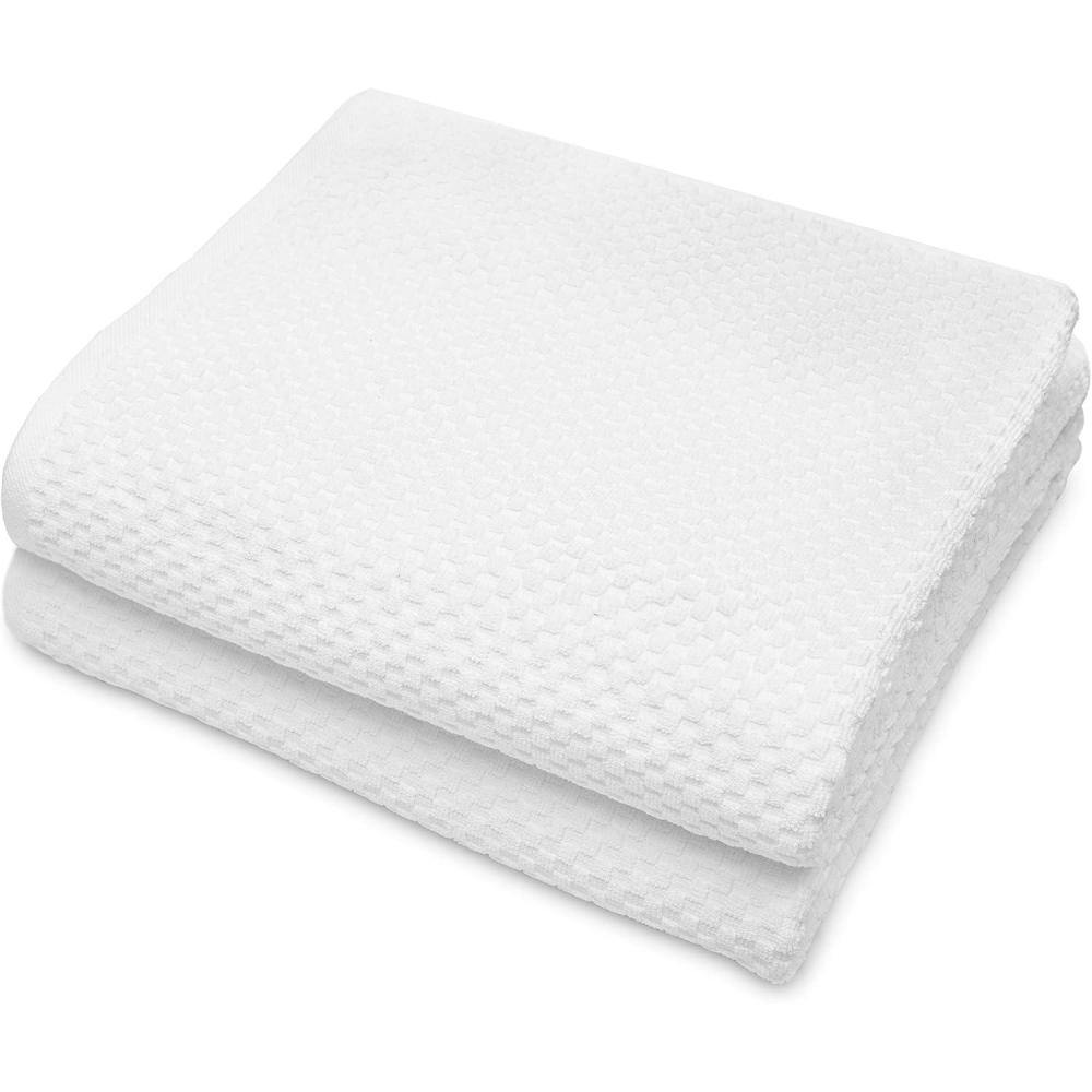 imageCOTTON CRAFT Euro Spa Set of 4 Luxury Waffle Weave Bath Towels Oversized Pure Ringspun Cotton 30 inch x 56 inch WhiteWhite