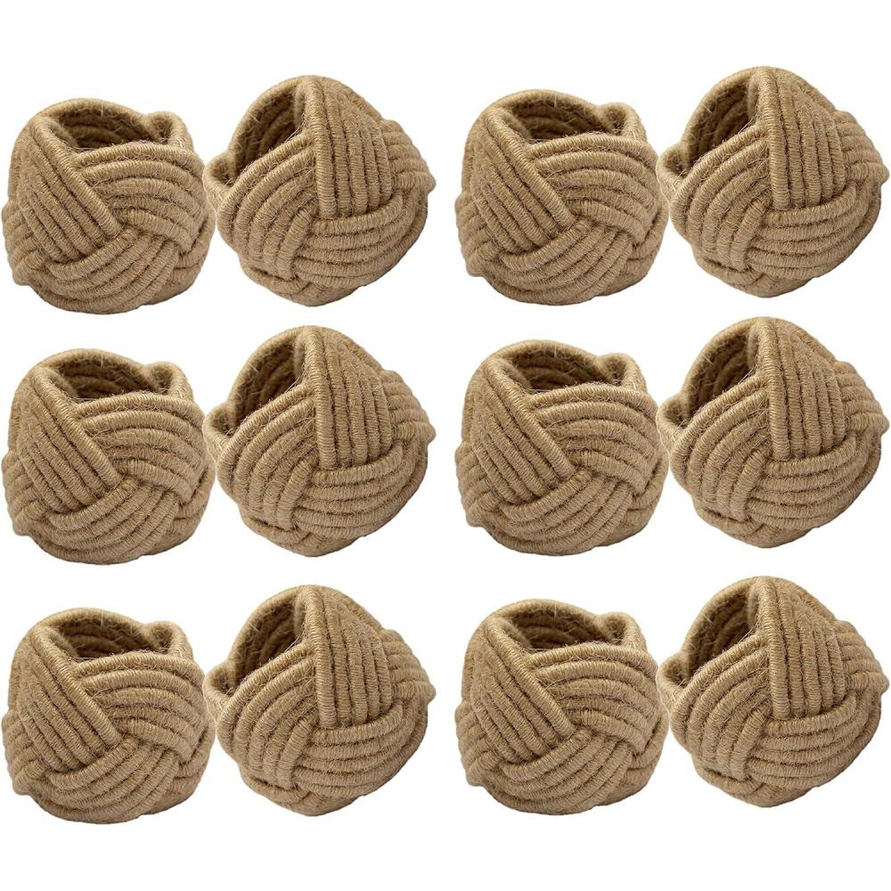 imageCOTTON CRAFT Glitz Handmade Beaded Dining Table Napkin Rings  Set of 12  Halloween Harvest Autumn Fall Thanksgiving Holiday Christmas Xmas Celebration Festive Party Gift Dcor  GoldJute  Natural Beige