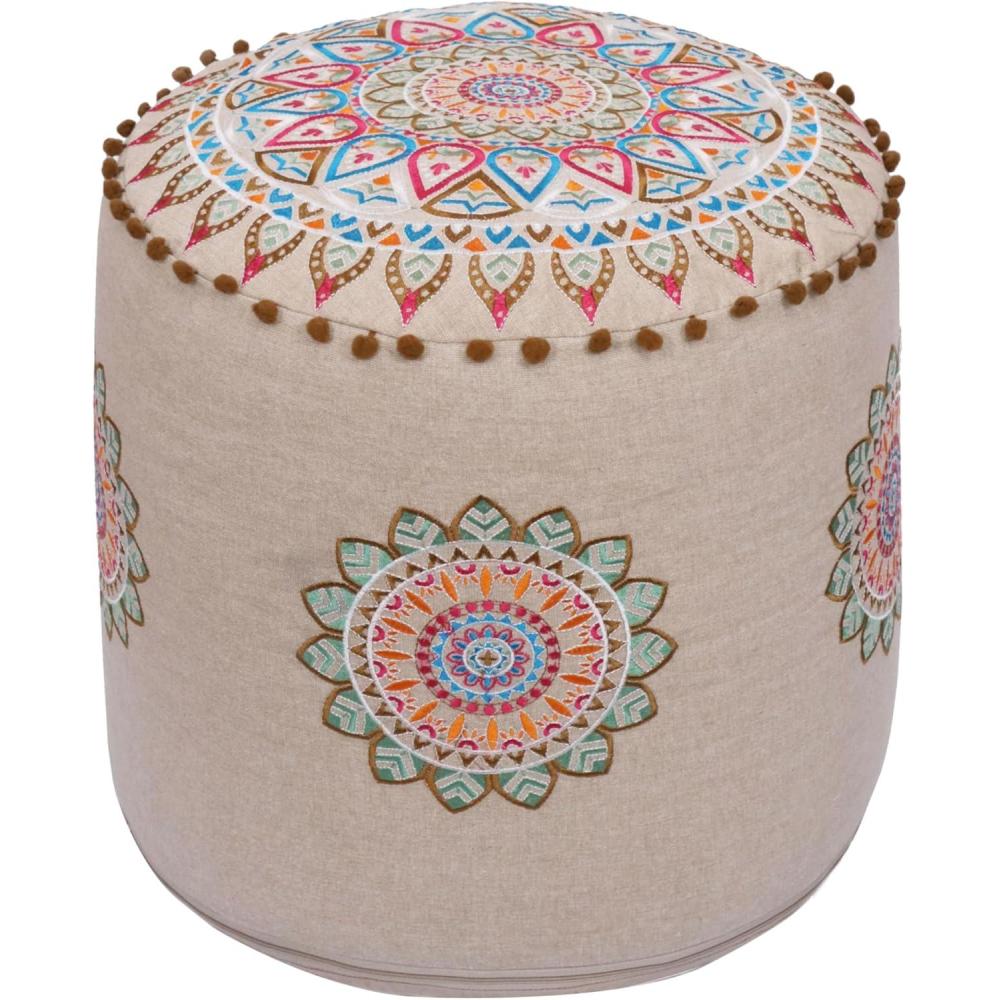 imageCOTTON CRAFT Hand Tufted Pouf  Bedroom Dorm Home Accent  Foot Stool  Ottoman  Bean Bag  Versatile Modern Comfortable Prefilled Woven Cotton Square Pouf Footrest  16x16x16 inches  IvoryNatural Multi Suzani
