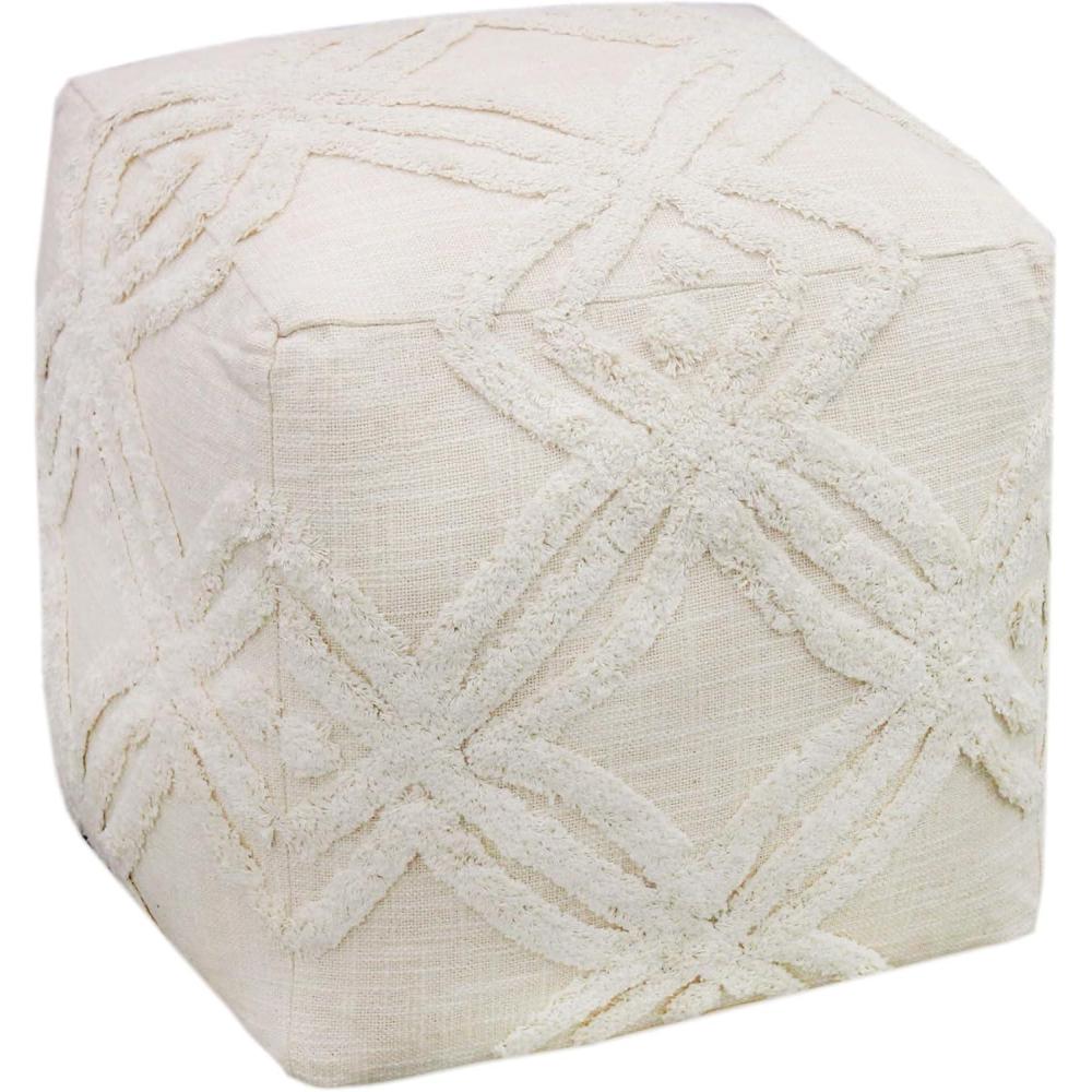 imageCOTTON CRAFT Hand Tufted Pouf  Bedroom Dorm Home Accent  Foot Stool  Ottoman  Bean Bag  Versatile Modern Comfortable Prefilled Woven Cotton Square Pouf Footrest  16x16x16 inches  IvoryIvory Tufted