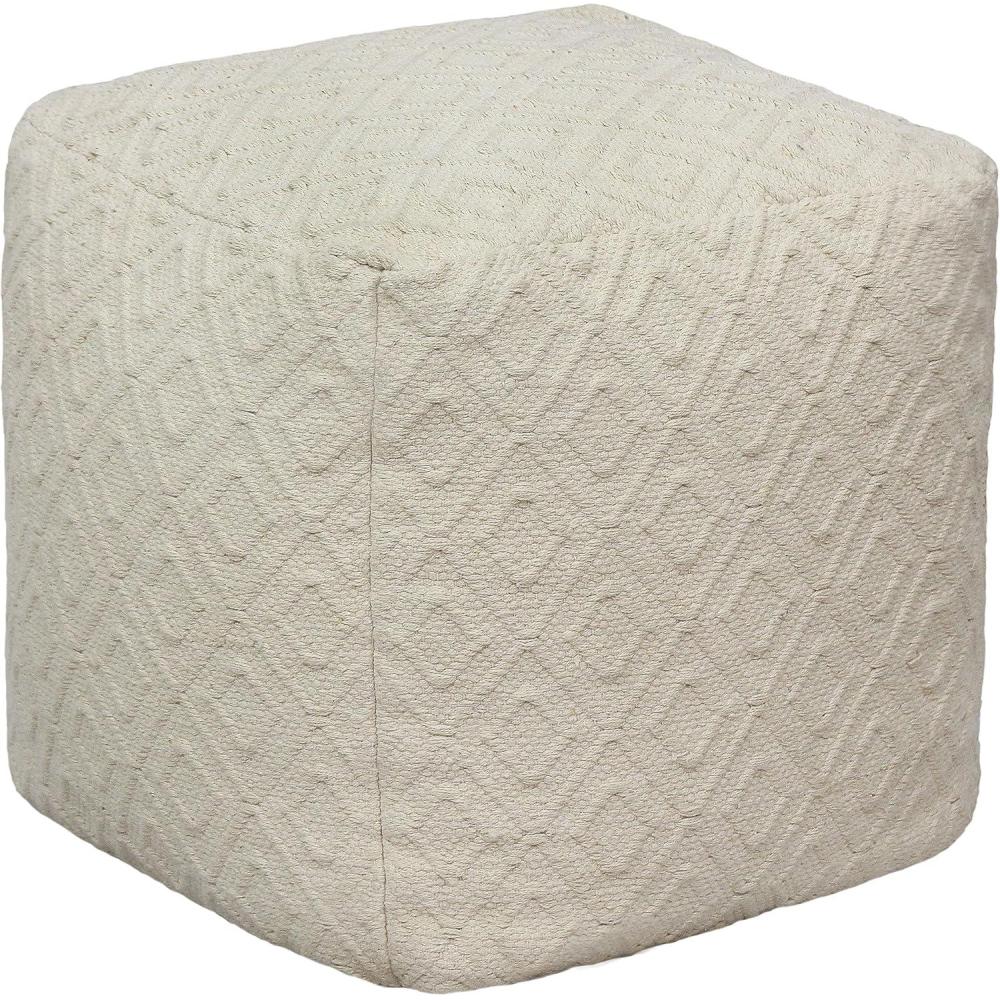 imageCOTTON CRAFT Hand Tufted Pouf  Bedroom Dorm Home Accent  Foot Stool  Ottoman  Bean Bag  Versatile Modern Comfortable Prefilled Woven Cotton Square Pouf Footrest  16x16x16 inches  IvoryIvory Dhurrie