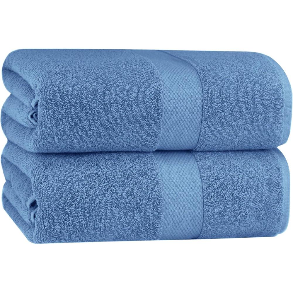 imageCOTTON CRAFT Hooded Hotel Towel  Oversized Extra Large 40 x 80  Heavyweight 700 GSM Towel with Hood for Adults  100 Cotton Ringspun Terry Pool Beach Bath Sheet Wrap  Soft Plush Absorbent  BlueBlue  2 Pack Bath Sheet