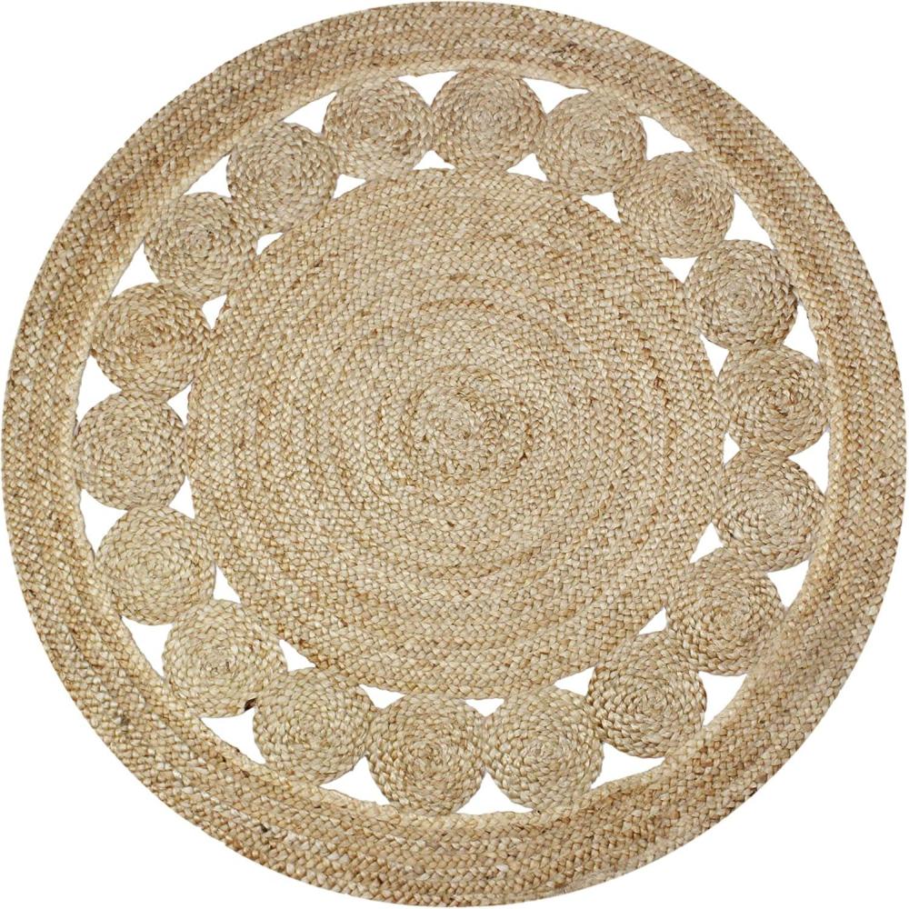 imageCOTTON CRAFT Jute Braided Area Rug  4 Feet Round  Boho Farmhouse Rustic Vintage Area Accent Throw Rug  Handwoven Reversible Natural  Living Room Den Study Home Dcor Gift  Natural