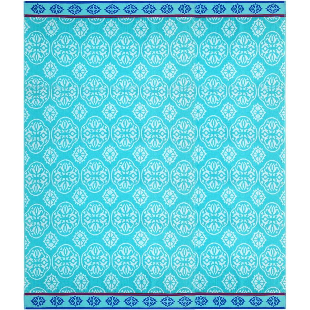 imageCOTTON CRAFT Oversized Extra Wide XL Beach Blanket Towel for Two  58x68100 Cotton Velour  Big ampamp Huge  Pool Picnic Bath Jacquard Thick Plush Super Soft Luxury  450 GSM  Summer Trellis Pool BlueSummer Trellis  Blue