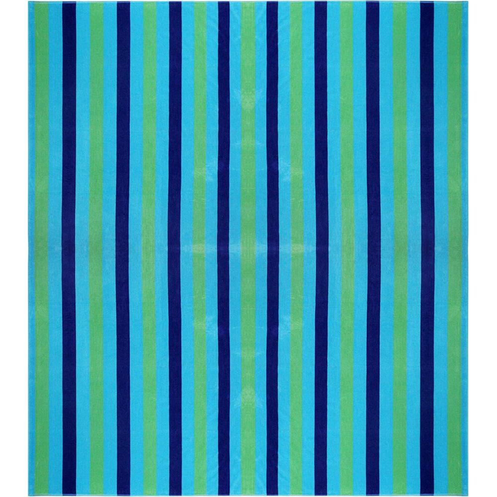 imageCOTTON CRAFT Oversized Extra Wide XL Beach Blanket Towel for Two  58x68100 Cotton Velour  Big ampamp Huge  Pool Picnic Bath Jacquard Thick Plush Super Soft Luxury  450 GSM  Summer Trellis Pool BlueCabana Stripe  Blue
