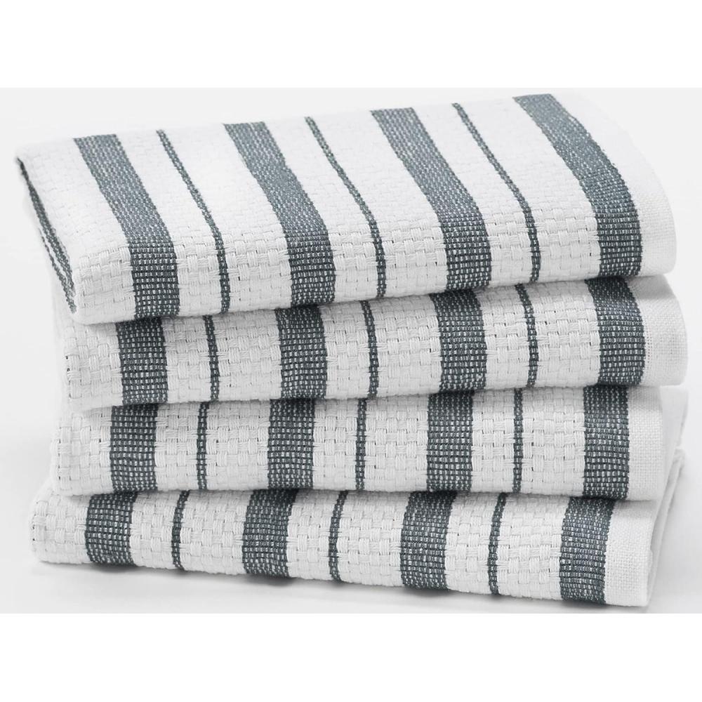 imageCOTTON CRAFT Oversized Kitchen Towels  4 Pack 100 Cotton Basketweave Tea Dish Towels  Absorbent Reusable Low Lint Quick Dry  Cooking Drying Restaurant Bar Cleaning Cloth Napkin 20x30 Coral StripeGrey