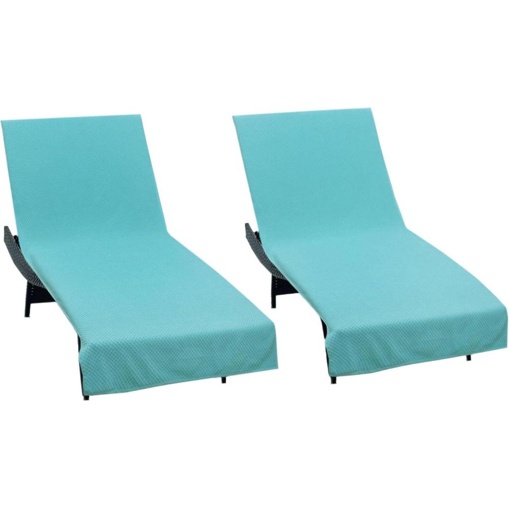 imageCOTTON CRAFT Pool Lounge Chair Cover  2 Pack 100 Cotton Soft Ringspun Terry Towel Chaise Patio Picnic Spa Sun Lounger Beach Lounge Chair Cover  Oversized 32 in W x 82 in L x 7 in Pocket  Navy BlueWaffle  Blue