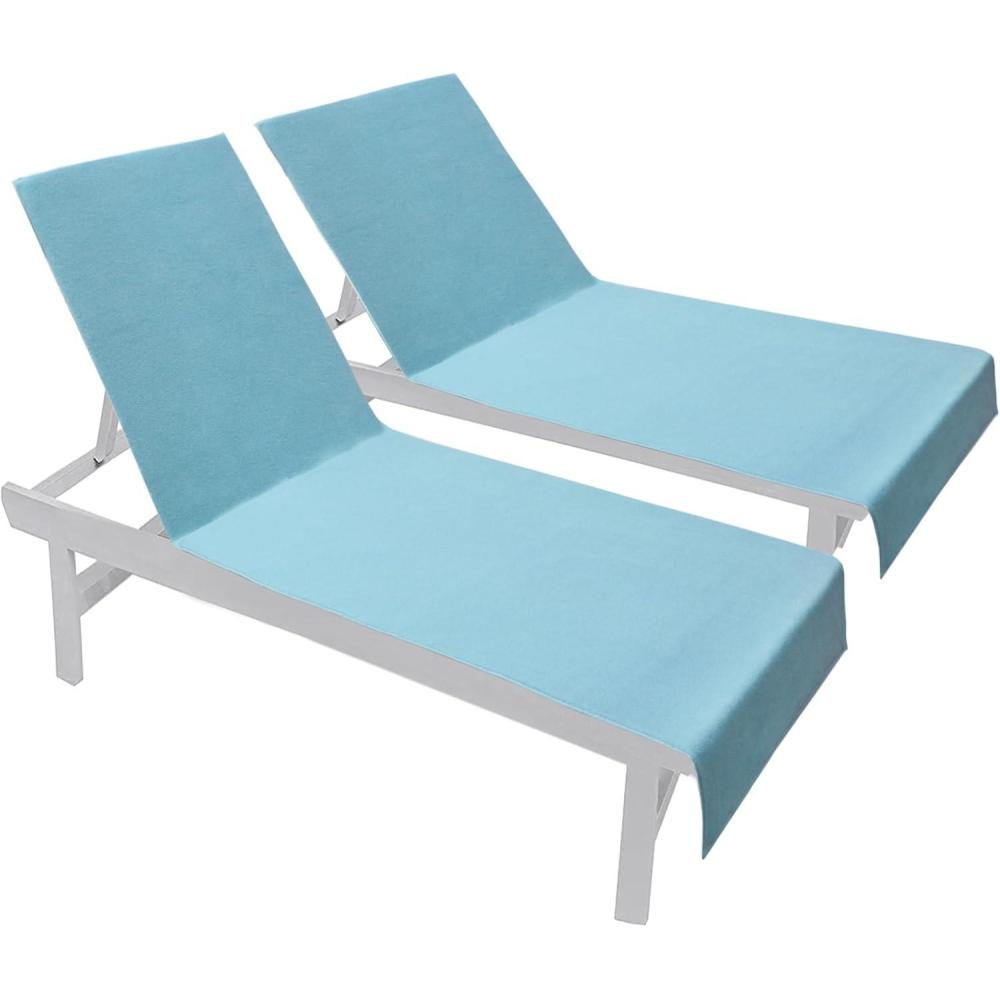 imageCOTTON CRAFT Pool Lounge Chair Cover  2 Pack 100 Cotton Soft Ringspun Terry Towel Chaise Patio Picnic Spa Sun Lounger Beach Lounge Chair Cover  Oversized 32 in W x 82 in L x 7 in Pocket  Navy BlueBlue