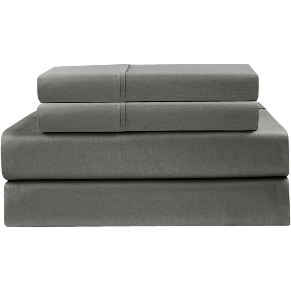imageCOTTON CRAFT Premium Sheet Set  King Size 400 Thread Count  Super Soft Cotton Deep Pocket  4 Piece Set Includes Flat Sheet Fitted Sheet and 2 Pillowcases  GreyGrey