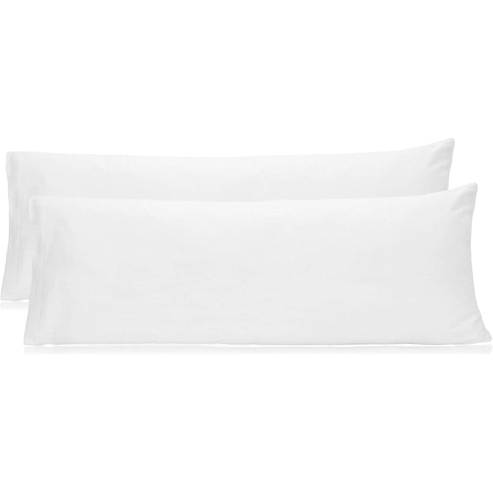 imageCOTTON CRAFT Set of 2 Pillow Protectors  220 Thread Count Pure Combed Cotton Sateen Weave Body Pillow Cover with Zipper  21 x 54 inch  Grey  Pillow Not IncludedWhite