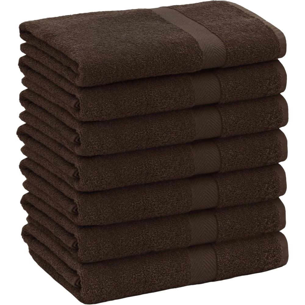 imageCOTTON CRAFT Simplicity Bath Towel Set  7 Pack Lightweight Absorbent Soft 100 Cotton Bath Towel  Everyday Quick Dry Luxury Hotel Spa Gym Shower Beach Pool Camp Travel Dorm Towel  27x52  ChocolateChocolate