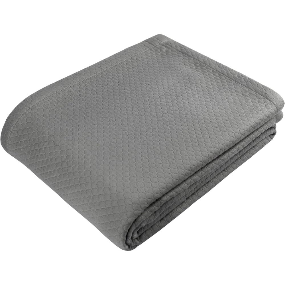 imageCOTTON CRAFT Soft Cotton Blanket Coverlet  Plush French Matelass Diamond Thermal All Season Cooling Throw Blanket  Breathable Skin Friendly Luxurious Layer Bed Spread Sofa Travel Dorm  Twin GreyDiamond  Grey