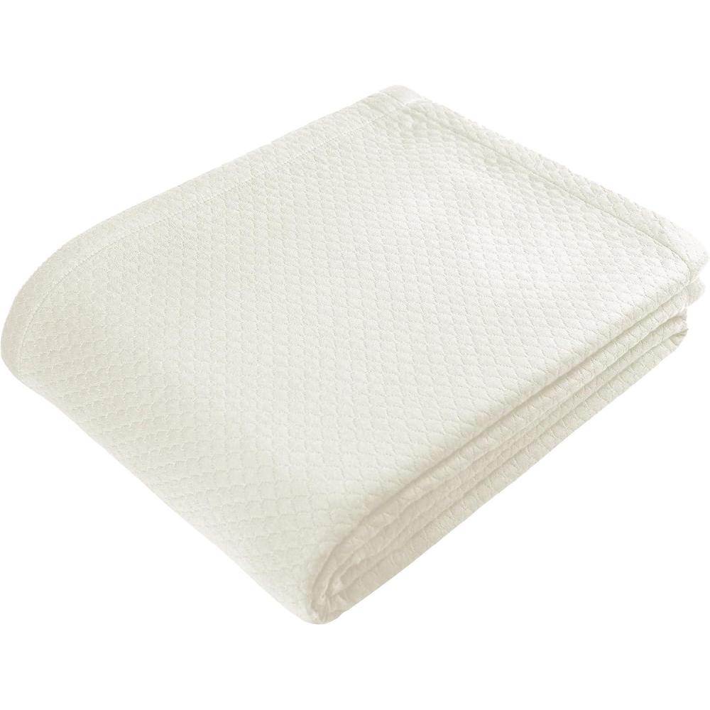 imageCOTTON CRAFT Soft Cotton Blanket Coverlet  Plush French Matelass Diamond Thermal All Season Cooling Throw Blanket  Breathable Skin Friendly Luxurious Layer Bed Spread Sofa Travel Dorm  Twin GreyDiamond  Ivory