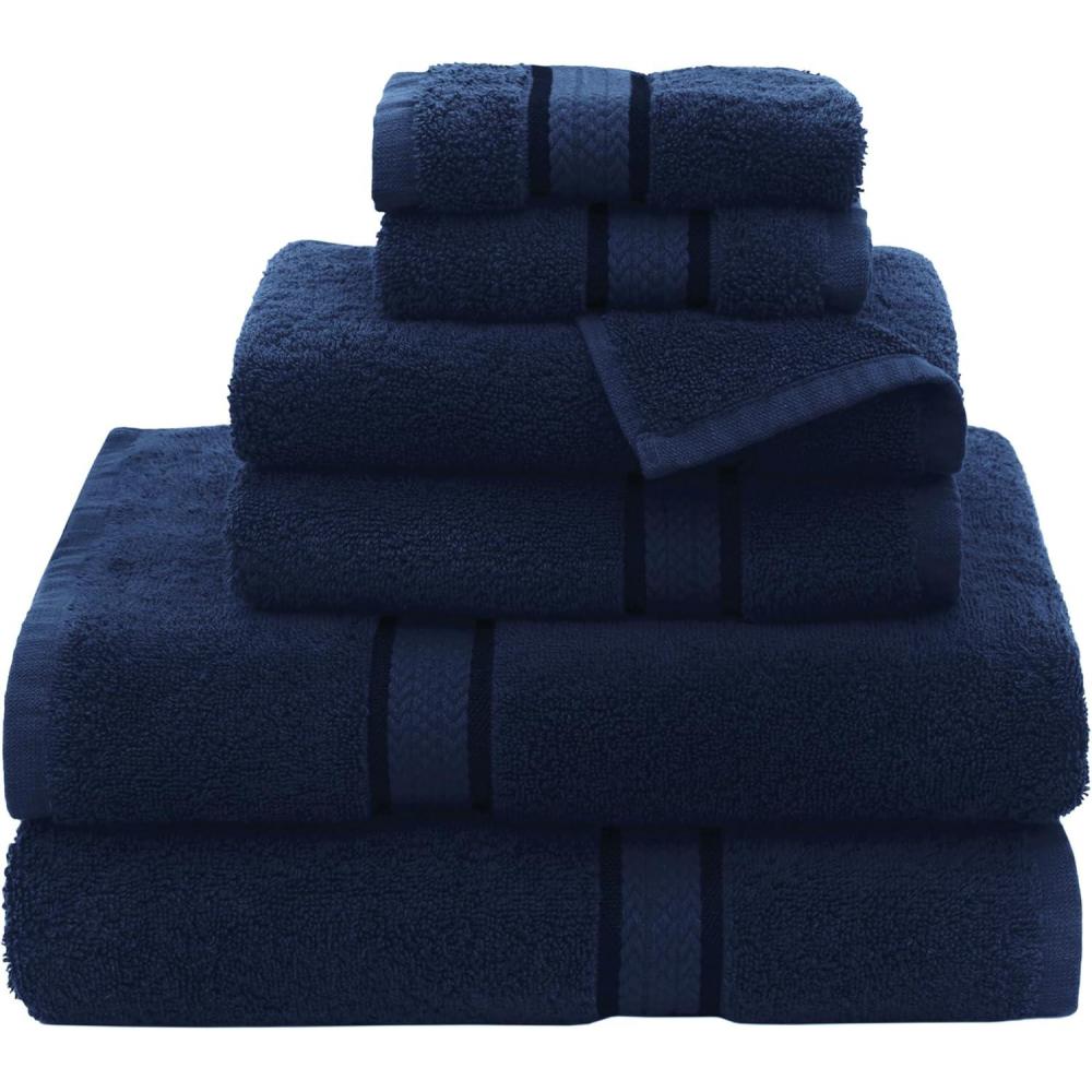 imageCOTTON CRAFT Ultra Soft 6 Piece Towel Set  2 Oversized Large Bath Towels2 Hand Towels2 Washcloths  Absorbent Quick Dry Everyday Luxury Hotel Bathroom Spa Gym Shower Pool Travel 100 Cotton BlackNight Sky