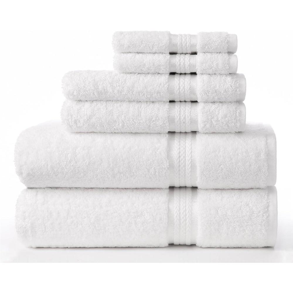 imageCOTTON CRAFT Ultra Soft 6 Piece Towel Set  2 Oversized Large Bath Towels2 Hand Towels2 Washcloths  Absorbent Quick Dry Everyday Luxury Hotel Bathroom Spa Gym Shower Pool Travel 100 Cotton BlackWhite