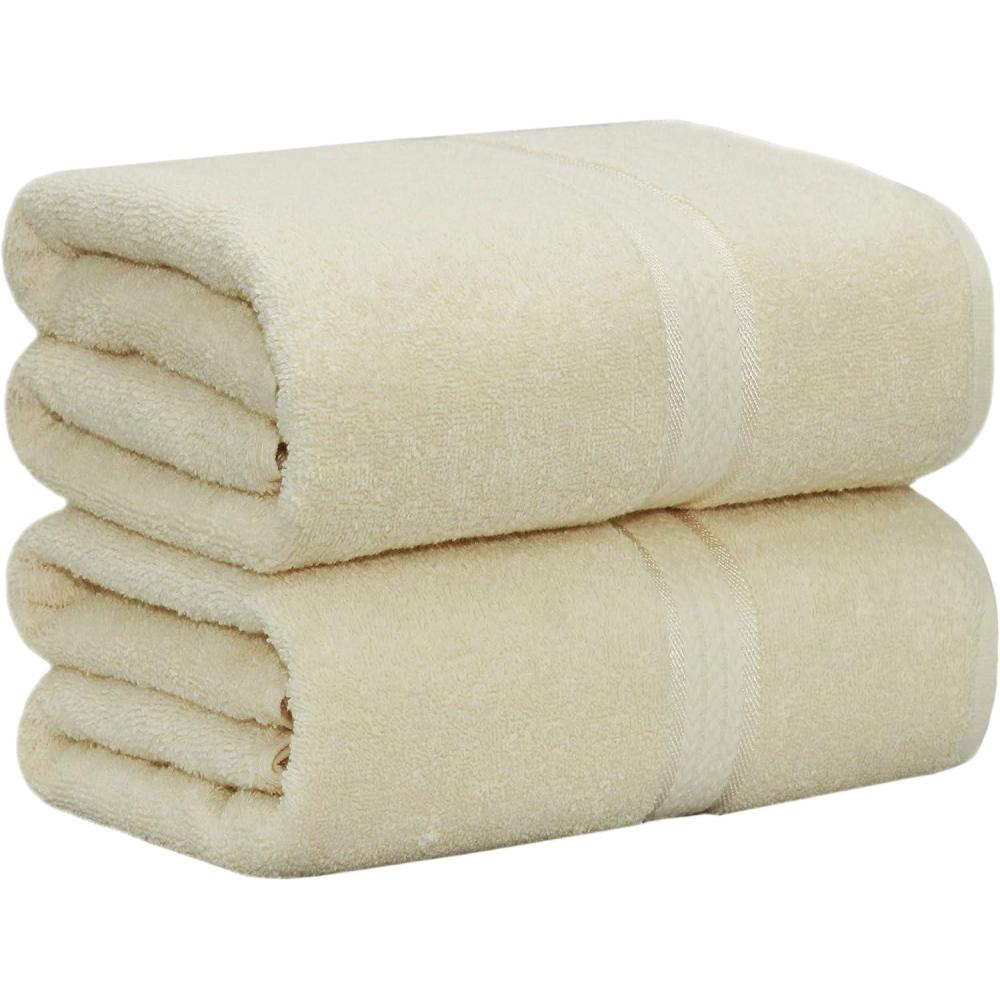 imageCOTTON CRAFT Ultra Soft Bath Sheets  2 Pack  35 x 70  Absorbent Quick Dry Everyday Luxury Hotel Bathroom Spa Gym Shower Beach Pool Travel Dorm 100 Ringspun Cotton  580 GSM  Easy Care  BurgundyIvory  Bath Sheet