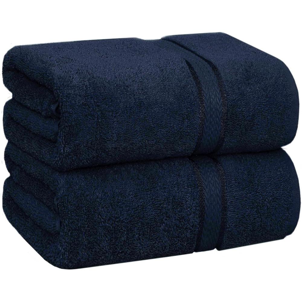 imageCOTTON CRAFT Ultra Soft Bath Sheets  2 Pack  35 x 70  Absorbent Quick Dry Everyday Luxury Hotel Bathroom Spa Gym Shower Beach Pool Travel Dorm 100 Ringspun Cotton  580 GSM  Easy Care  BurgundyNavy Blue