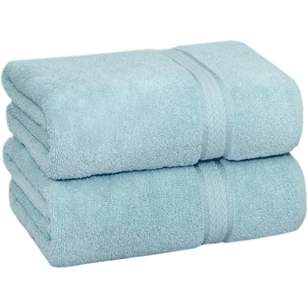 imageCOTTON CRAFT Ultra Soft Bath Sheets  2 Pack  35 x 70  Absorbent Quick Dry Everyday Luxury Hotel Bathroom Spa Gym Shower Beach Pool Travel Dorm 100 Ringspun Cotton  580 GSM  Easy Care  BurgundyLight Blue  Bath Sheet