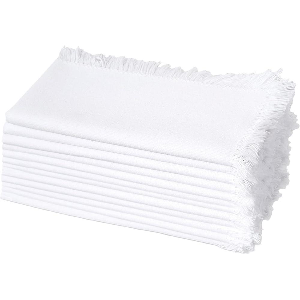 imageCotton Craft Napkins 12 Pack Oversized Dinner Napkins 20x20 Tomato 100 Cotton Tailored with Mitered corners and a generous hem Napkins are 38 larger than standard size napkinsWhite  Fringe