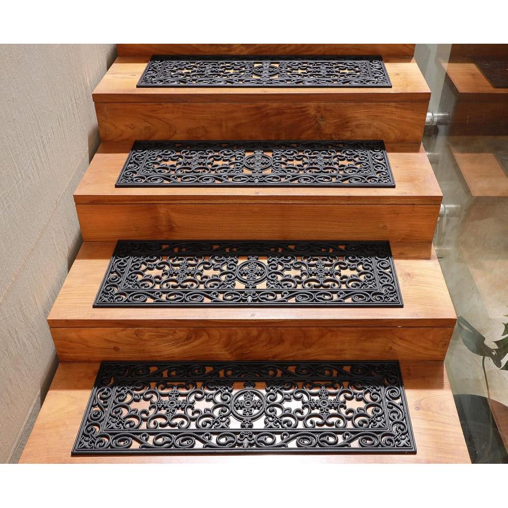 imageIRONGATE Stair Treads  6 Pack Staircase Step Treads  Rubber Indoor Outdoor Non Slip Floor Mats  Rugged Sturdy Heavy Duty Skid Resistant Floor Tile Pool Garage Drainage Non Slip Stair Tread  10x304 Pack