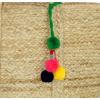 COTTON CRAFT – Hand Braided Multi Chindi & Jute Tote Bag – 20x13x11 – Reuseable Multipurpose Bag – Grocery Shopping – Beach – Made from Colorful Recycled Rag Strips – Accented with Colorful Pompoms(Natural)