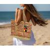 COTTON CRAFT – Hand Braided Multi Chindi & Jute Tote Bag – 20x13x11 – Reuseable Multipurpose Bag – Grocery Shopping – Beach – Made from Colorful Recycled Rag Strips – Accented with Colorful Pompoms(Multi)