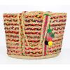 COTTON CRAFT – Hand Braided Multi Chindi & Jute Tote Bag – 20x13x11 – Reuseable Multipurpose Bag – Grocery Shopping – Beach – Made from Colorful Recycled Rag Strips – Accented with Colorful Pompoms(Multi)