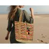 COTTON CRAFT – Hand Braided Multi Chindi & Jute Tote Bag – 20x13x11 – Reuseable Multipurpose Bag – Grocery Shopping – Beach – Made from Colorful Recycled Rag Strips – Accented with Colorful Pompoms(Multi)