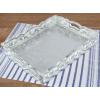 COTTON CRAFT – Wooden Decorative Serving Tray – Distressed silver finish – Size: 17 x 13 x 2.5 Inches – Intricate detail with hand carving creates a truly unique furnishing accent