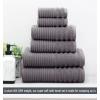 COTTON CRAFT 6 Piece Towel Set – 100% Cotton Plush 600 GSM Sculpted Super Zero Twist Pleated Ribbed Bathroom Towel Set – Soft Absorbent Luxury – 2 Bath Towel, 2 Hand Towel, 2 Washcloth – Charcoal Grey
