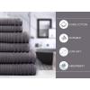 COTTON CRAFT 6 Piece Towel Set – 100% Cotton Plush 600 GSM Sculpted Super Zero Twist Pleated Ribbed Bathroom Towel Set – Soft Absorbent Luxury – 2 Bath Towel, 2 Hand Towel, 2 Washcloth – Charcoal Grey
