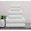 COTTON CRAFT 6 Piece Towel Set – 100% Cotton Plush 600 GSM Towels – Sculpted Super Zero Twist Pleated Ribbed Bathroom Towel Set – Soft Absorbent Luxury – 2 Bath Towel 2 Hand Towel 2 Washcloth – White