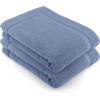 COTTON CRAFT Bath Mats – 2 Pack 100% Cotton 21×34 Inches – Ultra Absorbent – Plush 1000 GSM – Banded Border Luxury Towel Rug – Step Out Tub Shower Floor Mat -Not a Bathroom Rug – Black(Azure Blue)