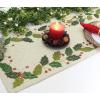 COTTON CRAFT Beaded Table Runner – Christmas Garland Holly Leaves – Xmas Holiday Fall Thanksgiving Celebration Festive Party Handmade Kitchen Dining Tabletop Décor Tablerunner -13×36- Red Green