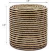 COTTON CRAFT Braided Pouf – Cylindrical Jute Cotton Ottoman – Boho Foot Stool – Bedroom Dorm Family Room Accent Seating – Rustic Decorative Round Pouf – 15 Dia x 16 Height – Natural Black Pinstripe(Black Pinstripe)