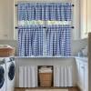COTTON CRAFT Café Kitchen Window Curtain 3 Pc – Tier Curtains with Valance – Gingham Buffalo Check 100% Cotton Window Panel Treatment – Farmhouse Country Rustic Laundry Bedroom – 30×36 / 16×60 – Black(Blue & White)