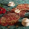 COTTON CRAFT Christmas Beaded Table Runner – Candy Cane – Xmas Holiday Harvest Autumn Fall Thanksgiving Celebration Festive Party Handmade Kitchen Dining Tabletop Décor Tablerunner – 13 x 36 – Red(Scroll Jewel Tones)