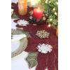 COTTON CRAFT Christmas Beaded Table Runner – Candy Cane – Xmas Holiday Harvest Autumn Fall Thanksgiving Celebration Festive Party Handmade Kitchen Dining Tabletop Décor Tablerunner – 13 x 36 – Red(Poinsettia)