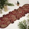 COTTON CRAFT Christmas Beaded Table Runner – Poinsettia – Xmas Holiday Harvest Autumn Fall Thanksgiving Celebration Festive Party Handmade Kitchen Dining Tabletop Décor Tablerunner – 13×36 – Red Green(Scroll Jewel Tones)